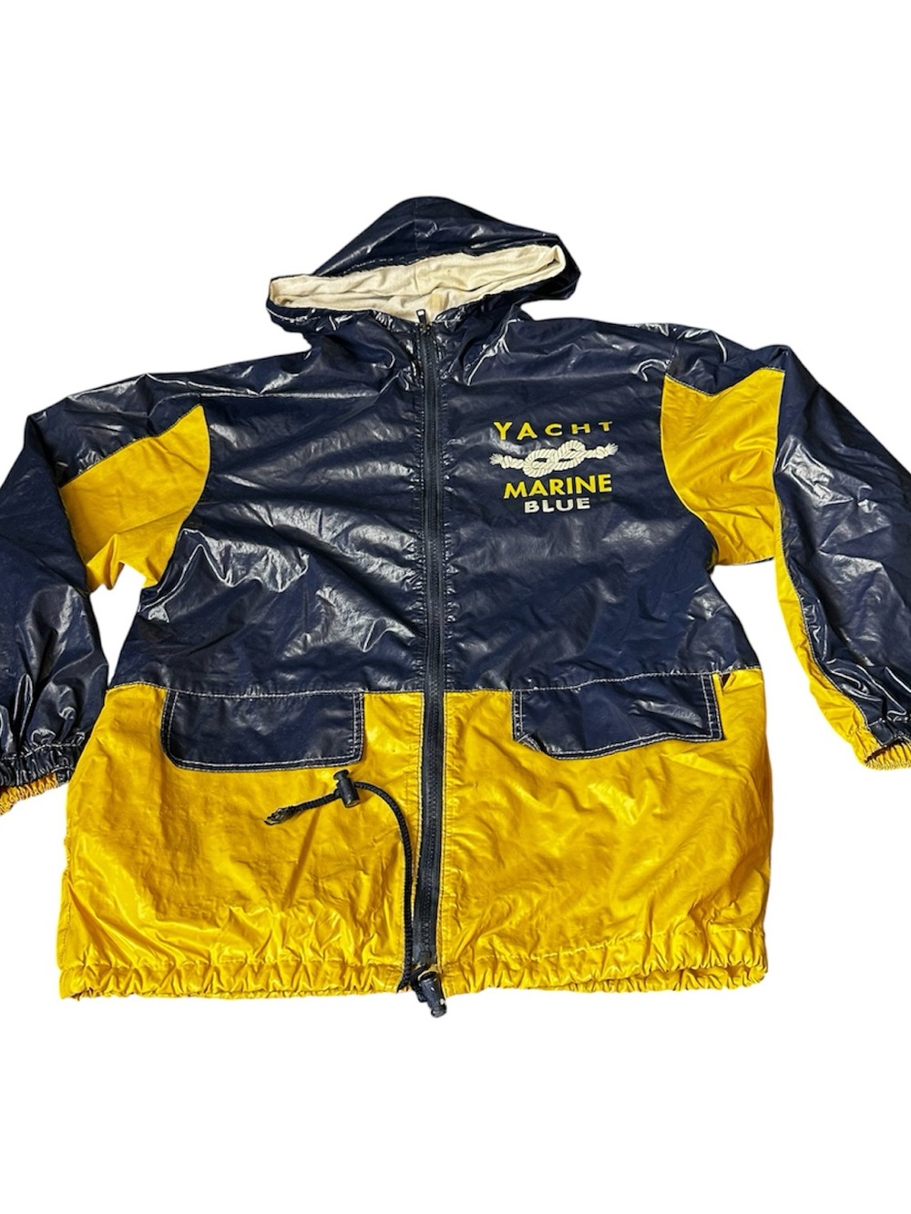 Vintage Tradition Yacht Marine Blue Hooded Rain Jacket Sz 12 Canada Great Condtn